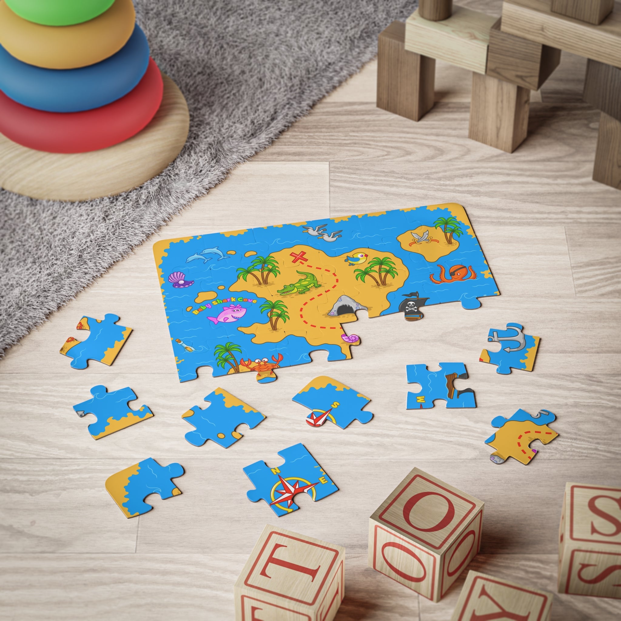30-Piece Toddler Friendly Pirate Map Puzzle · Bounce Patrol